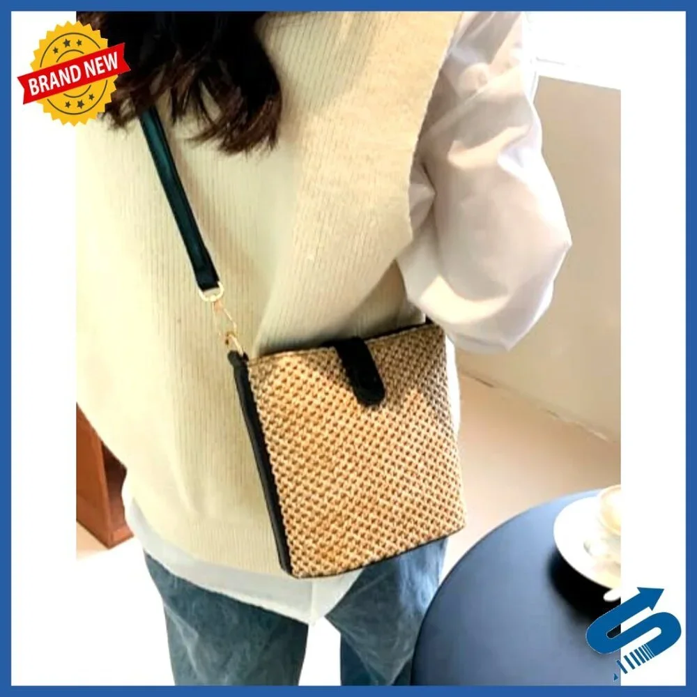 Straw Crossbody Bag Rattan Handwoven Bucket Purse Summer Boho Chic